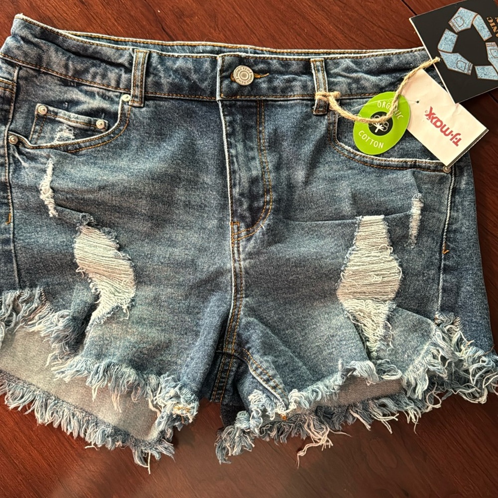 Net indigo rein distressed denim jean shorts size 11